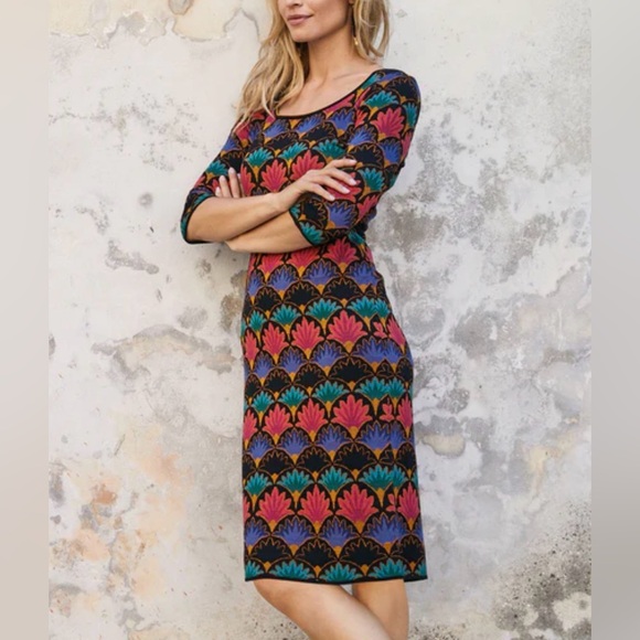 Peruvian Connection Dresses & Skirts - Peruvian Connection Byzantine Knit Sheath Midi Dress Sz M